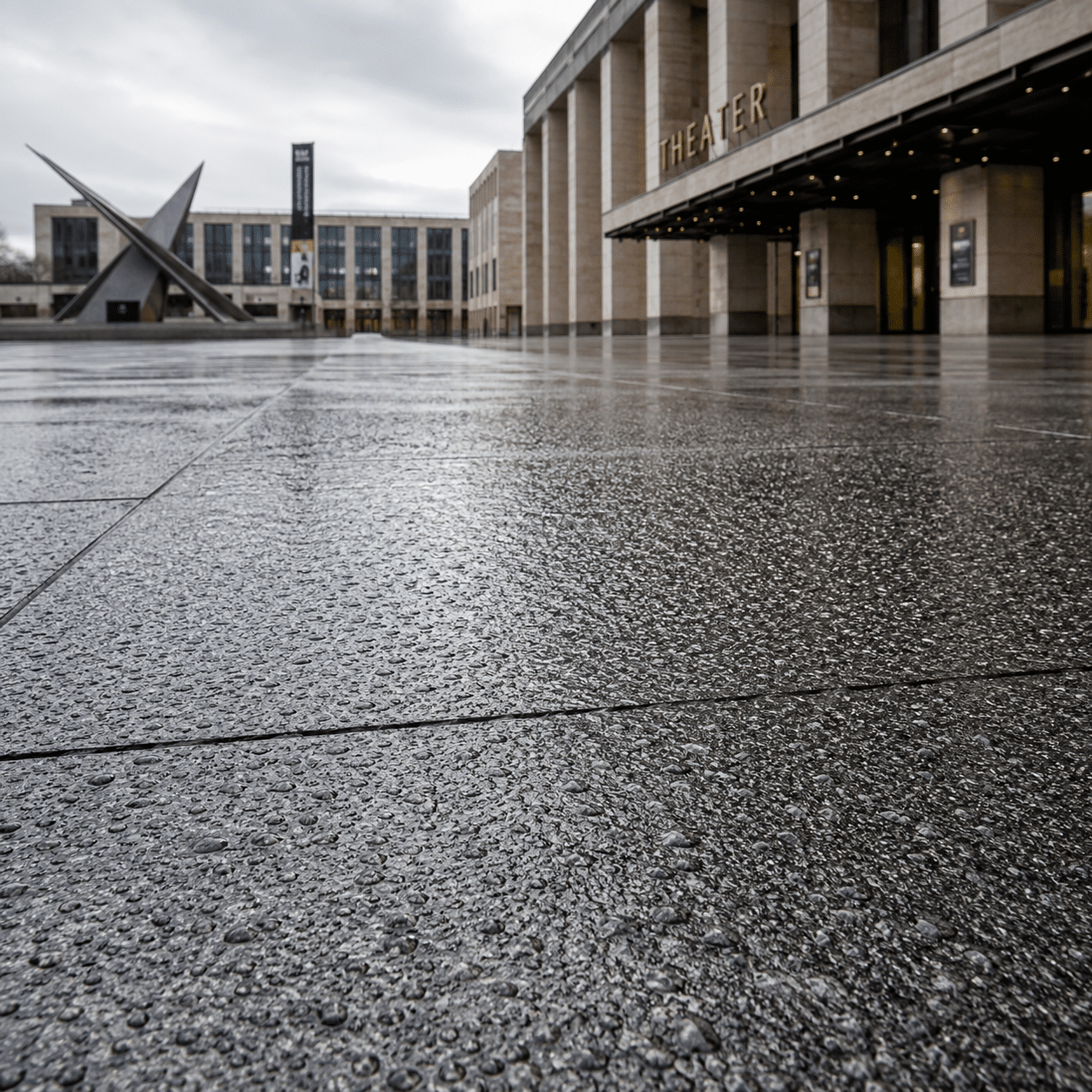 Anti-slip flamed finish public plaza tiles manufactured from our premium heavy-duty granite project supply matrix.