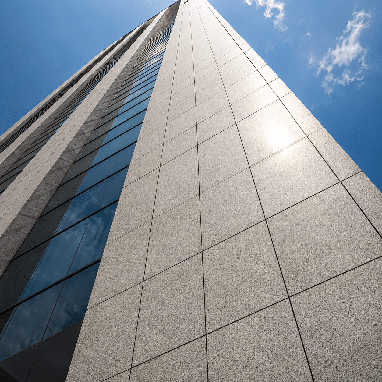 Large-format exterior wall panels delivered via our heavy-duty granite project supply for a high-rise commercial curtain wall envelope.