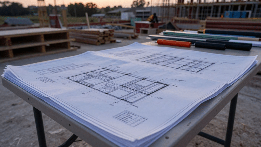 Approved construction drawings reviewed on site before work begins