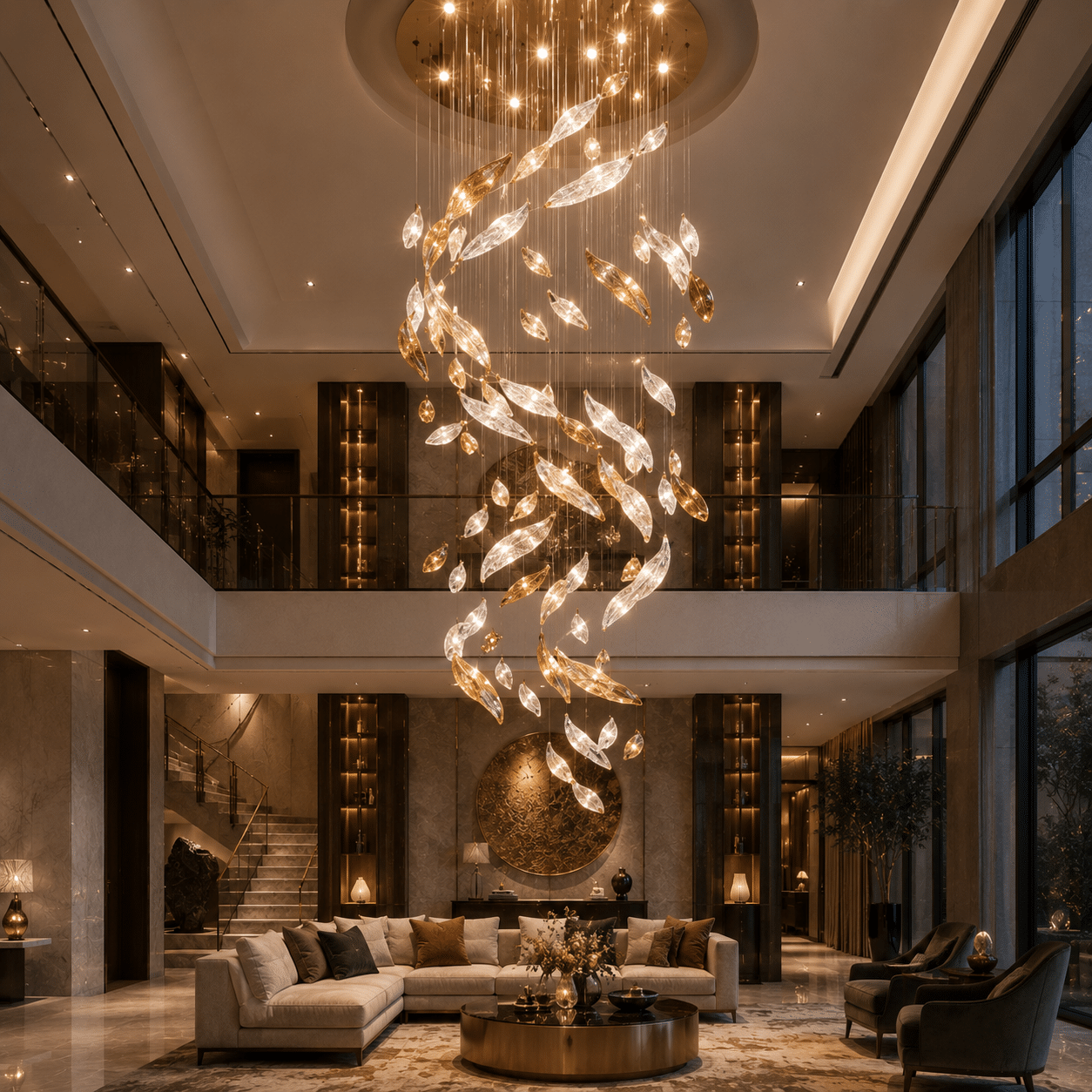 Custom decorative chandelier designed for a luxury residential or hospitality project.