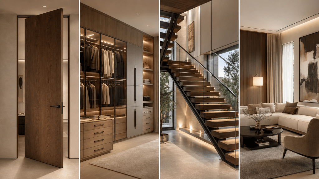 Interior doors cabinets wardrobes staircase furniture and soft furnishings