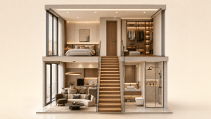 One-stop building materials supplier coordinating windows, doors, finishes, cabinets, lighting, and furniture for a villa project