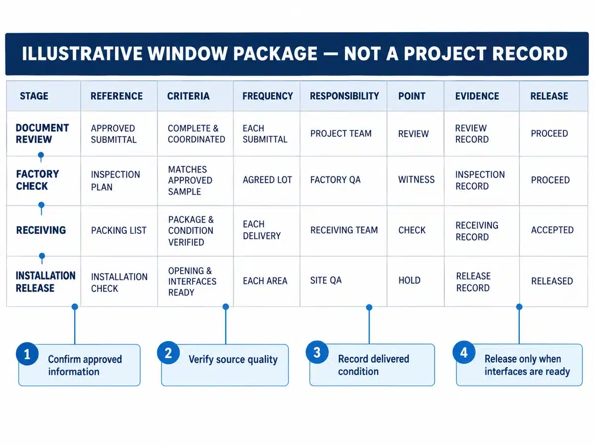 Filled building material ITP example for document review factory inspection receiving and installation release