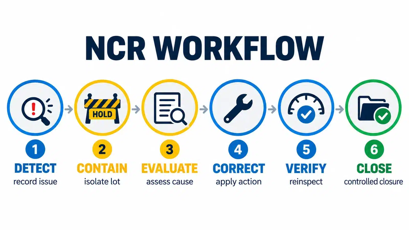 Construction NCR workflow from detection and containment to verification and closure