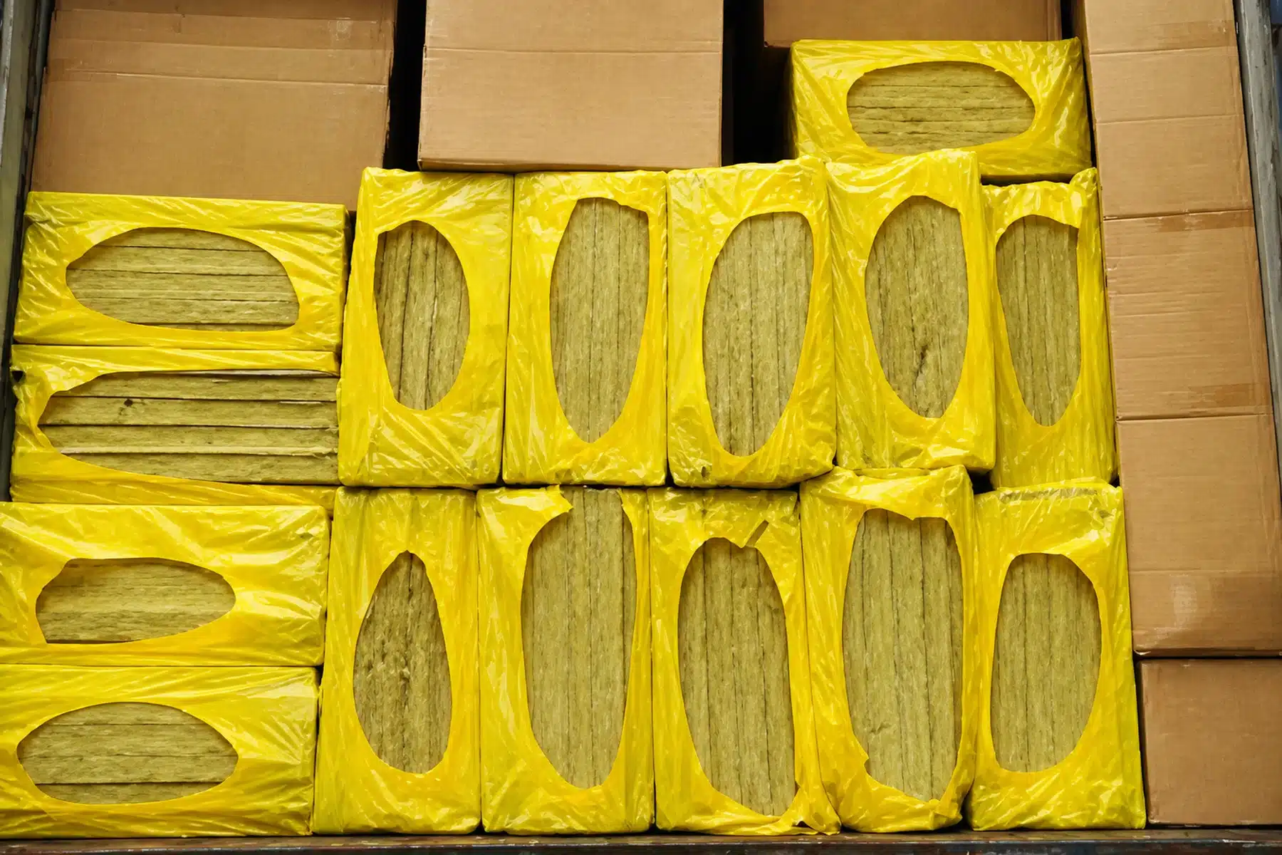 Building components individually wrapped for protection before shipment