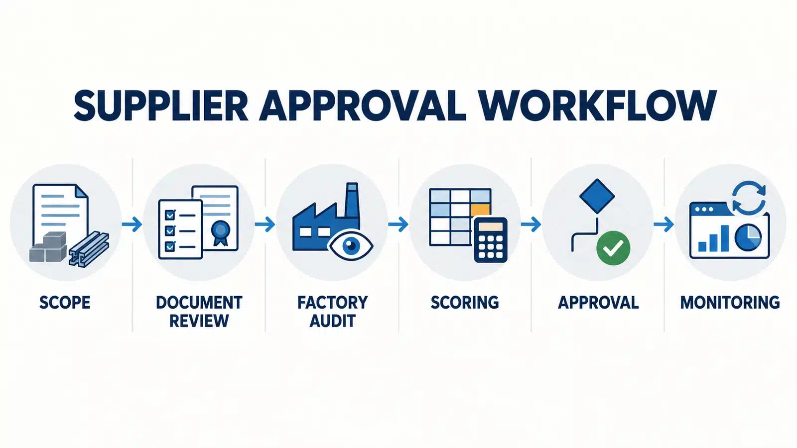 Construction supplier prequalification workflow from scope review to supplier approval and monitoring